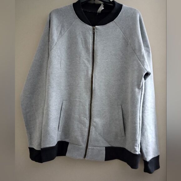 Next Level Apparel Grey Black Jacket Full Zip Size Large - Picture 1 of 6